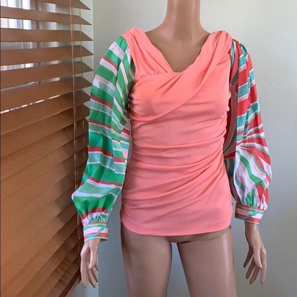 NWT EMILIO PUCCI‎ MULTICOLORED BLOUSE RUCHE… - Picture 1 of 7